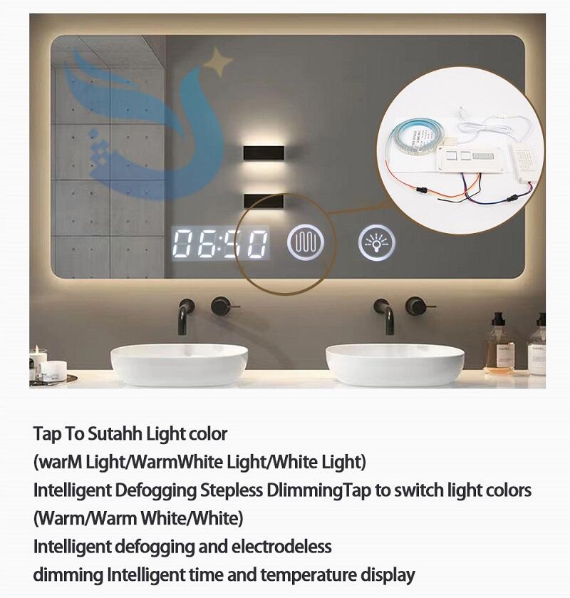 Time Temperature Display Smart Mirror DeFogging Led  Dimmer Switch Touch Sensor  Switch manufacture