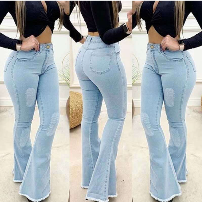 Women Flare Bell Bottom Pant Jeans High Waist manufacture