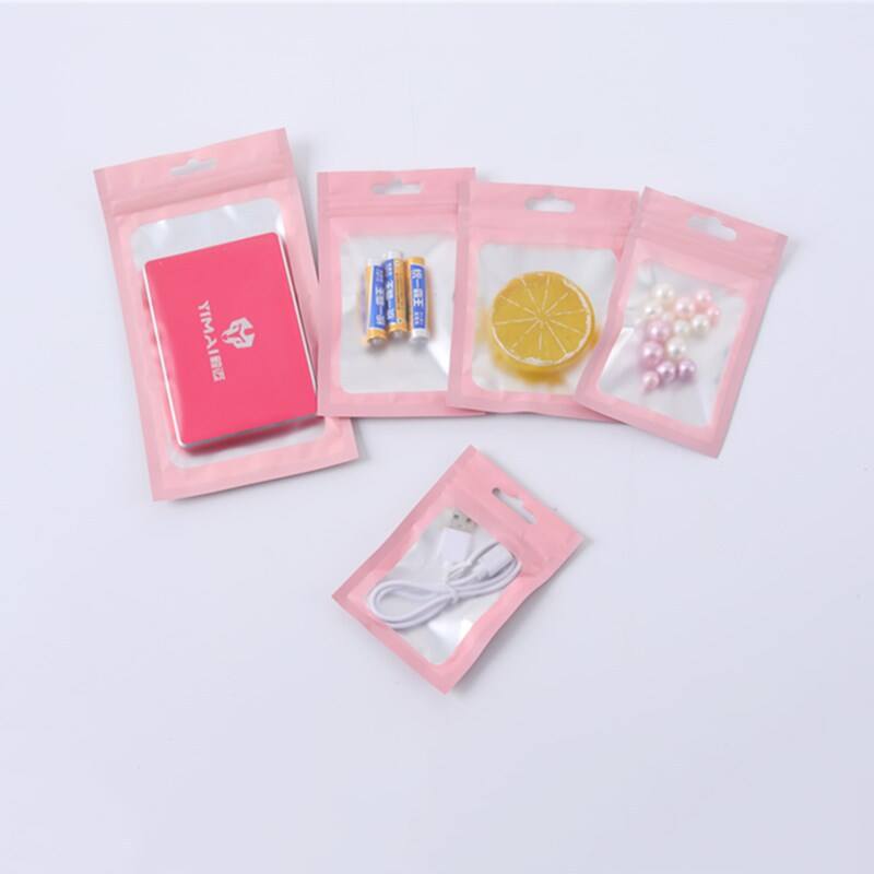 Pink Mylar Bags Holographic Packaging Bags, Clear Resealable Proof Foil Pouch Bags for Food Storage details