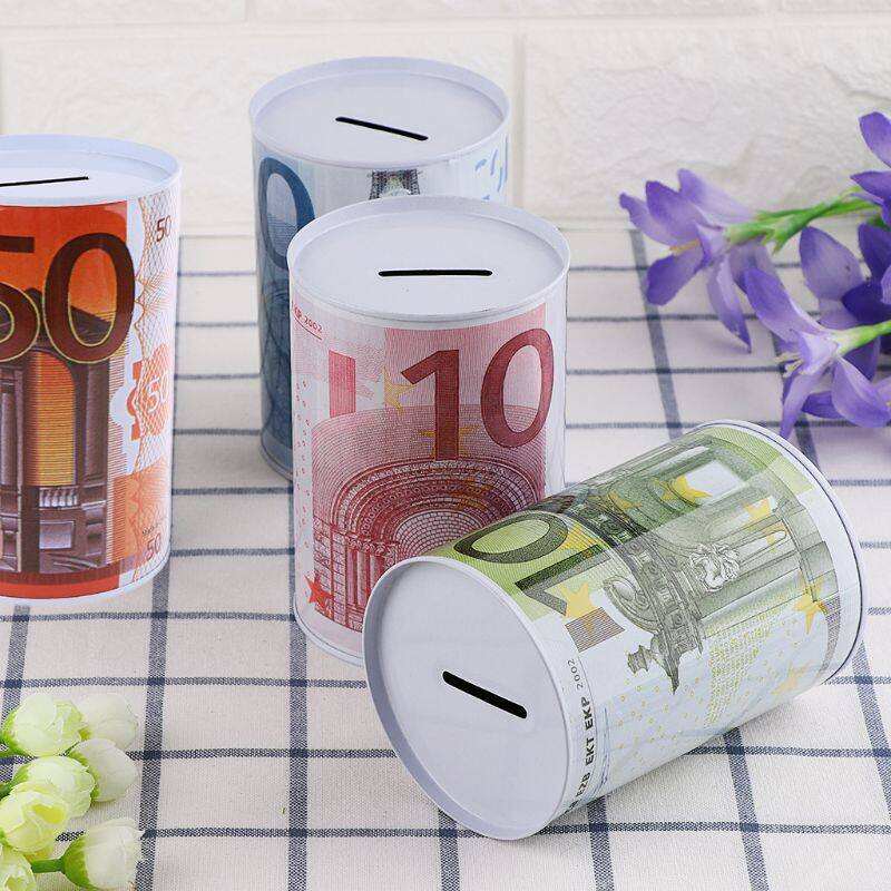 Custom money tin box coin saving tins round piggy bank sublimation piggy bank metal piggy bank money saving box manufacture