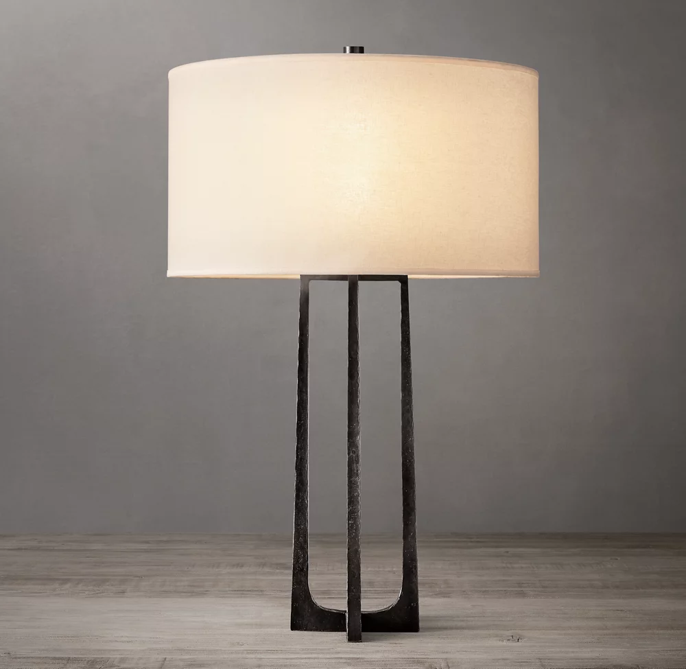 Customized Villa Metal Living Room Desk Light Bedroom Bedside Study Cloth Lampshade LED Table Lamp details