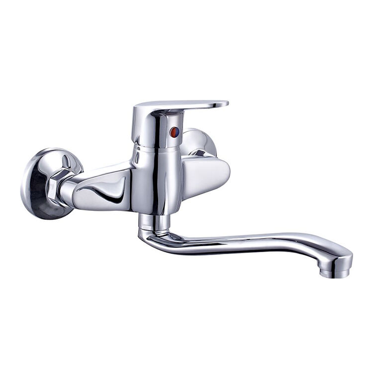 New design single lever water long spout water sink modern brass chrome kitchen taps white faucet for kitchen sink supplier