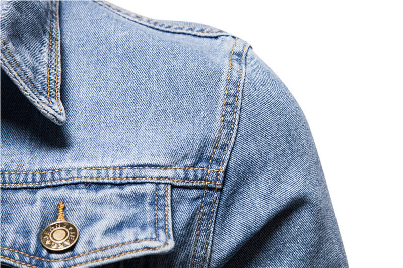 Customation High Quality Man Simple Casual Lapel Joker Blue Denim Coat Men's Large Size Jean Jacket Men's Jean Jacke Coats details
