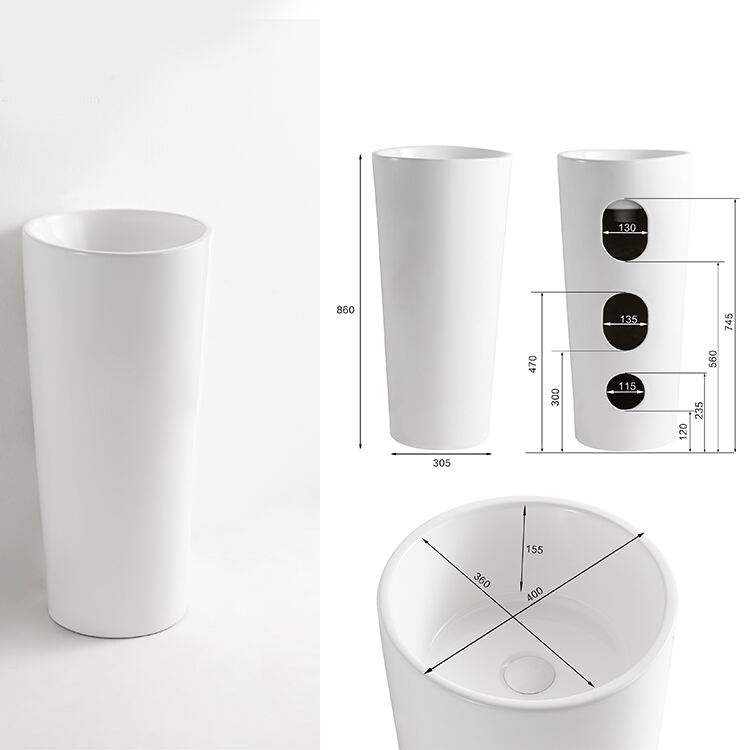 Freestanding Modern Designer Freestanding Wash Basin bathroom pedestal washbasin hotel basin factory