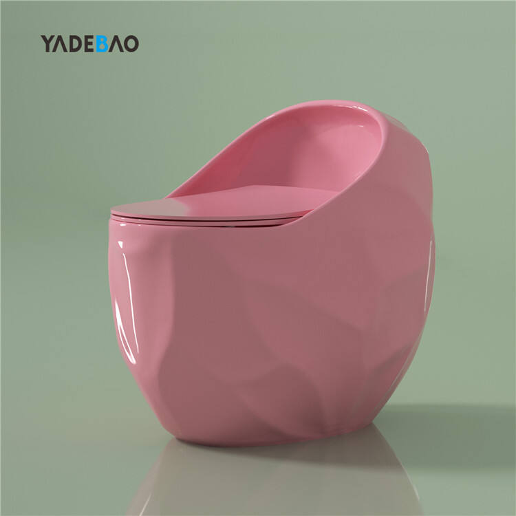 Hotel Bathroom Inodoro Sanitary Ware Wc Round Egg Shape Commode Toilet Bowl One Piece Ceramic Pink Color Toilet supplier