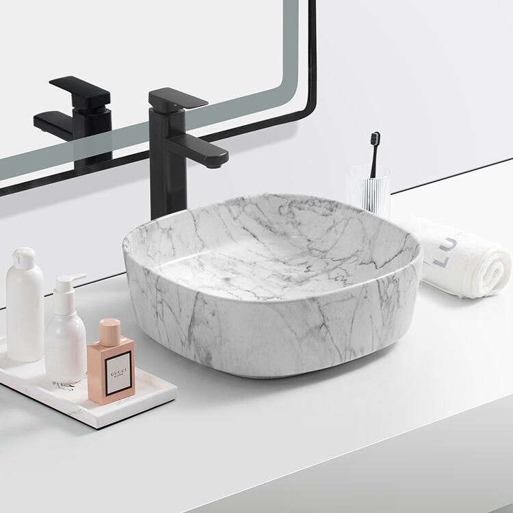 Modern Marble Bathroom Sink White Round Marble Basin factory