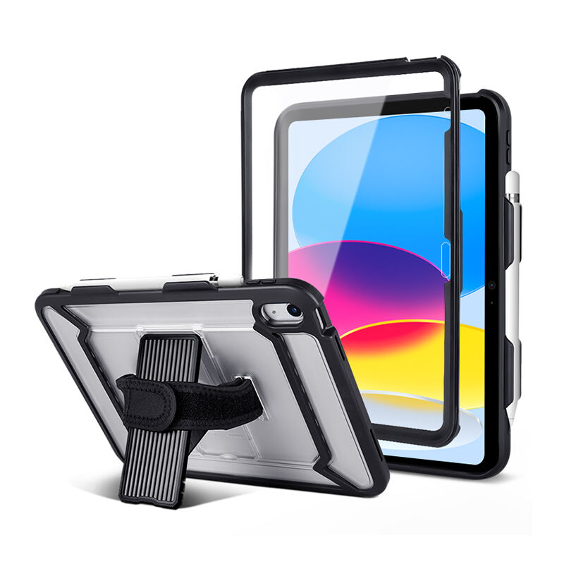 Funda de Tableta Resistente a Golpes con Soporte para iPad 10 Funda Transparente para iPad de 10ª Generación de 10.9 pulgadas con Protector de Pantalla Integrado  