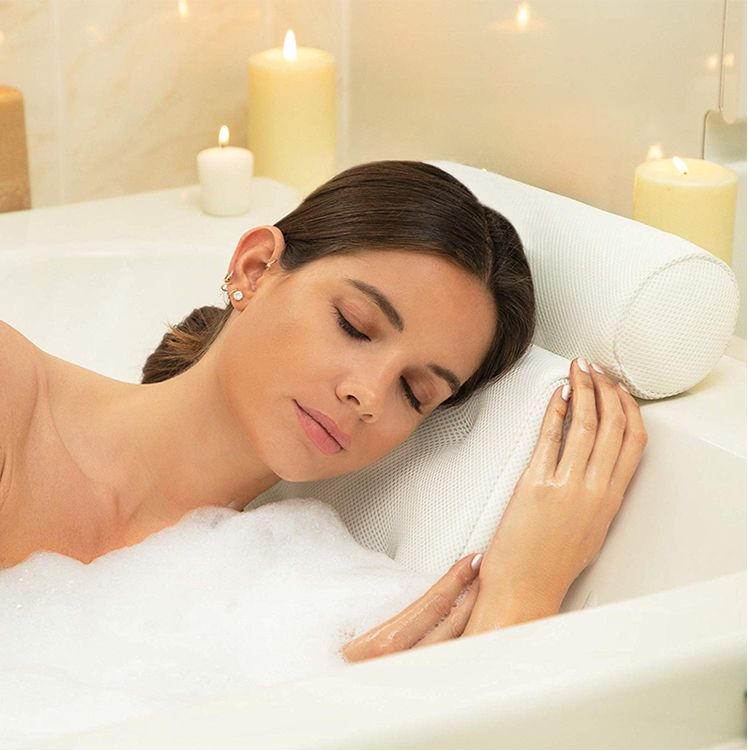 Non-Slip 3D Mesh fabric quick-dry SPA Bath Pillows new design Luxury Bathtub Pillow manufacture