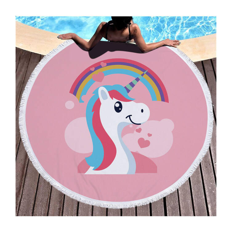 Round 100% polyester custom big size printed high end Quick-Dry Microfiber Shower Beach Towel details