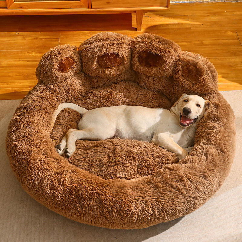 Aoyatex Factory Wholesale Luxury Pet Bed Soft Plush Dog House Pet Mat Round Warming Plush Pet Beds factory