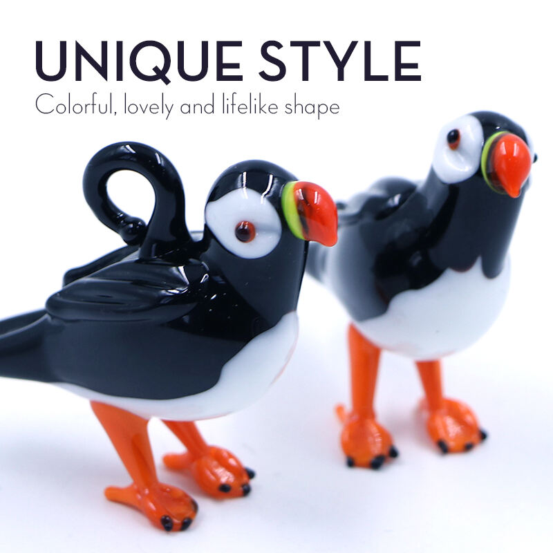 High Quality Handmade Murano Animal Glass Bird Puffin Figurine Ornament manufacture