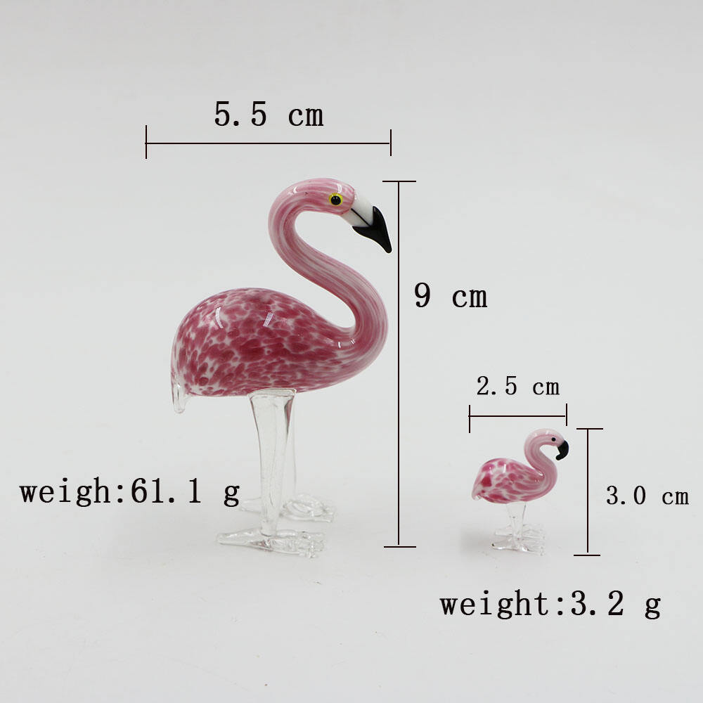 Home Tiny Nordic Style Pink Customized Glass Flamingo Statue Figurine Small Art Garden Decor Manufacturers supplier