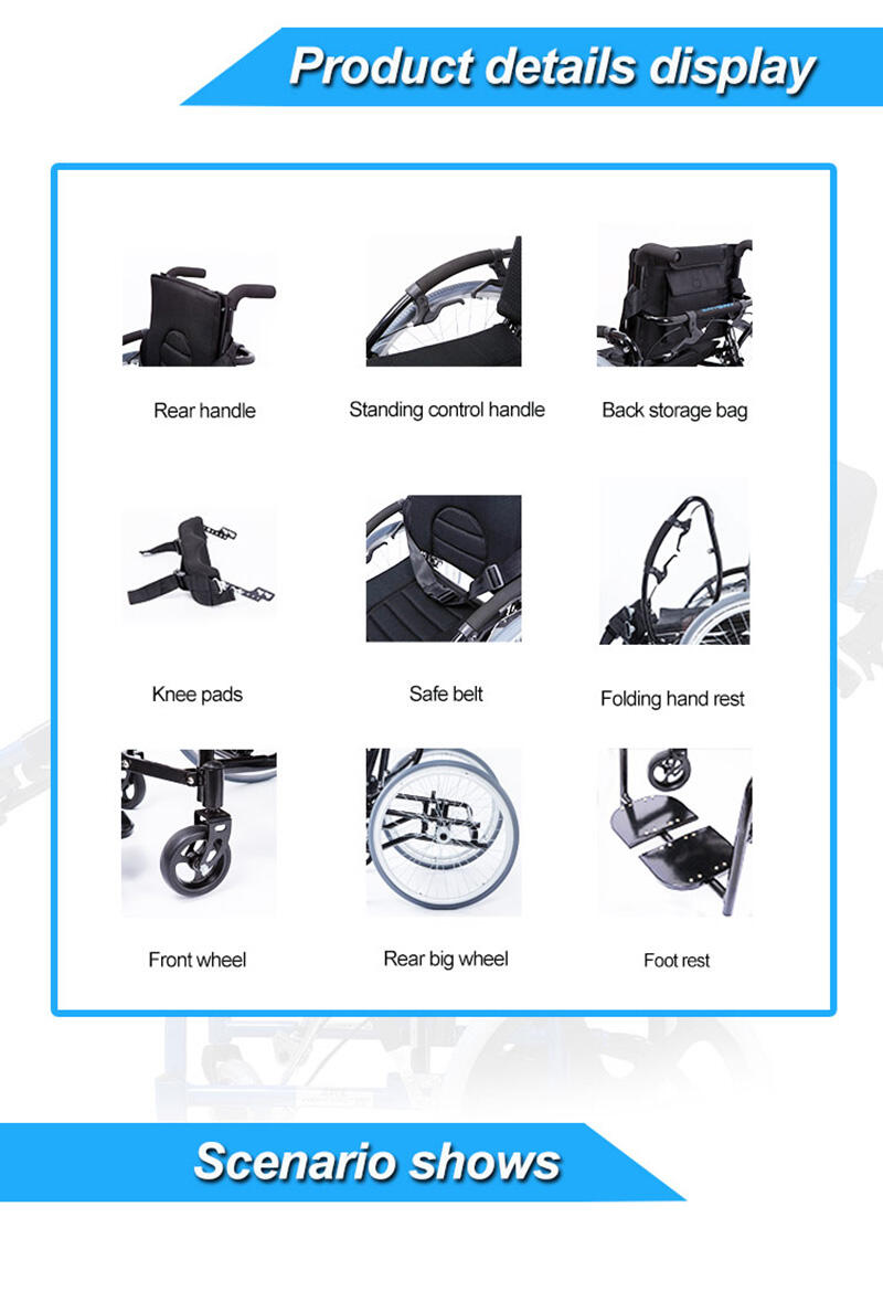 medical rehabilitation standing wheelchair for disabled manual standing elevated wheelchair stand up wheelchair manual-BZ-TH01 details