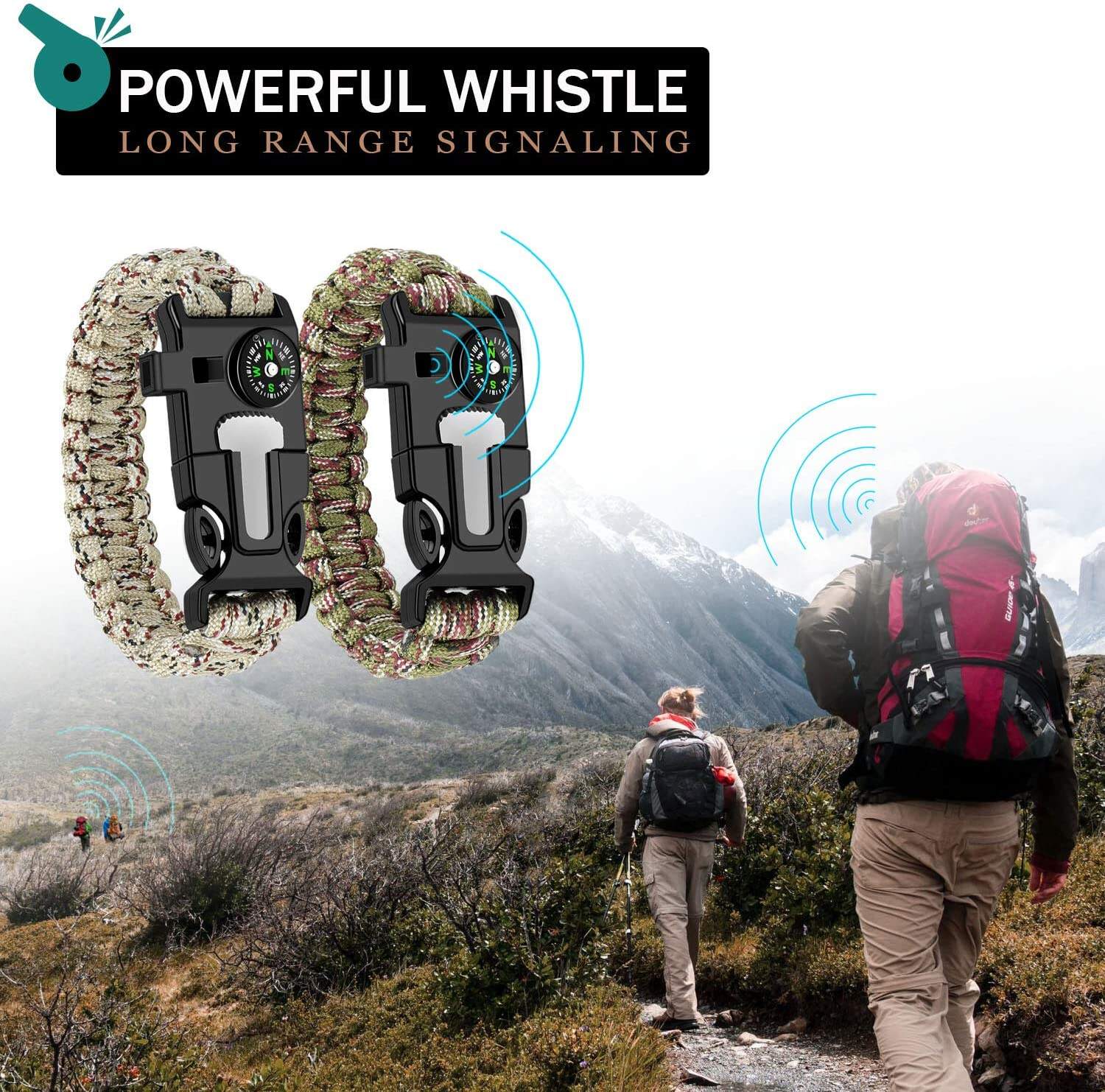 Anthrive Adjustable Paracord Survival Bracelet With Fire Starter Loud Whistle Perfect for Hiking Camping Fishing and Hunting details