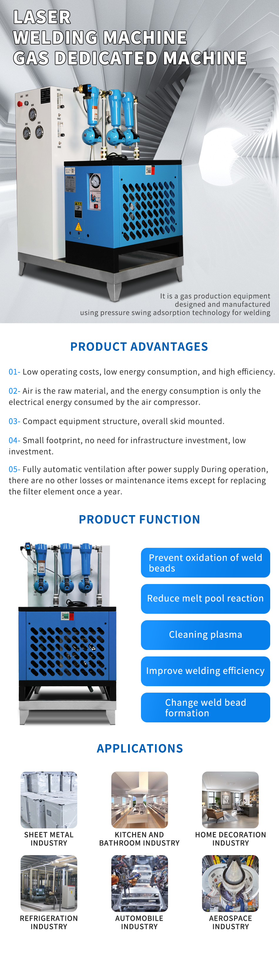 Laser Equipment Parts Nitrogen Generator Laser Welding Machine Gas Dedicated Machine For Laser Cutting Welding Use details