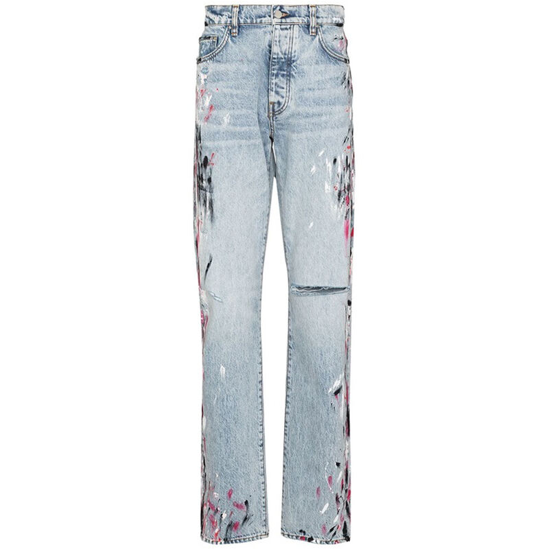 DiZNEW Flare Custom Denim High Quality Washed Graffiti Men's Jeans factory