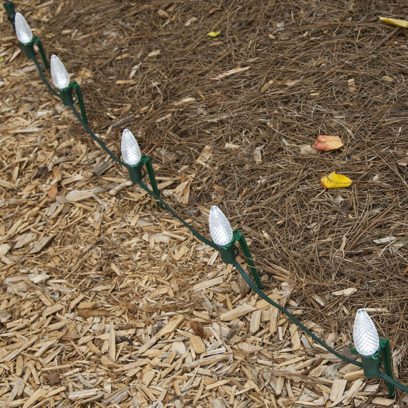 C7 C9 Mini Rope Lights Installation 7.5'' Green Universal Ground Lawn Light Stakes details