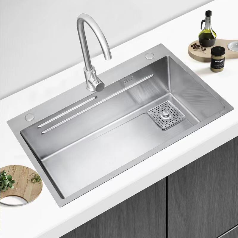 SS Silver color  Kitchen Stainless Steel Sink Single Bowl Kitchen Sink With Draw Out Faucet factory