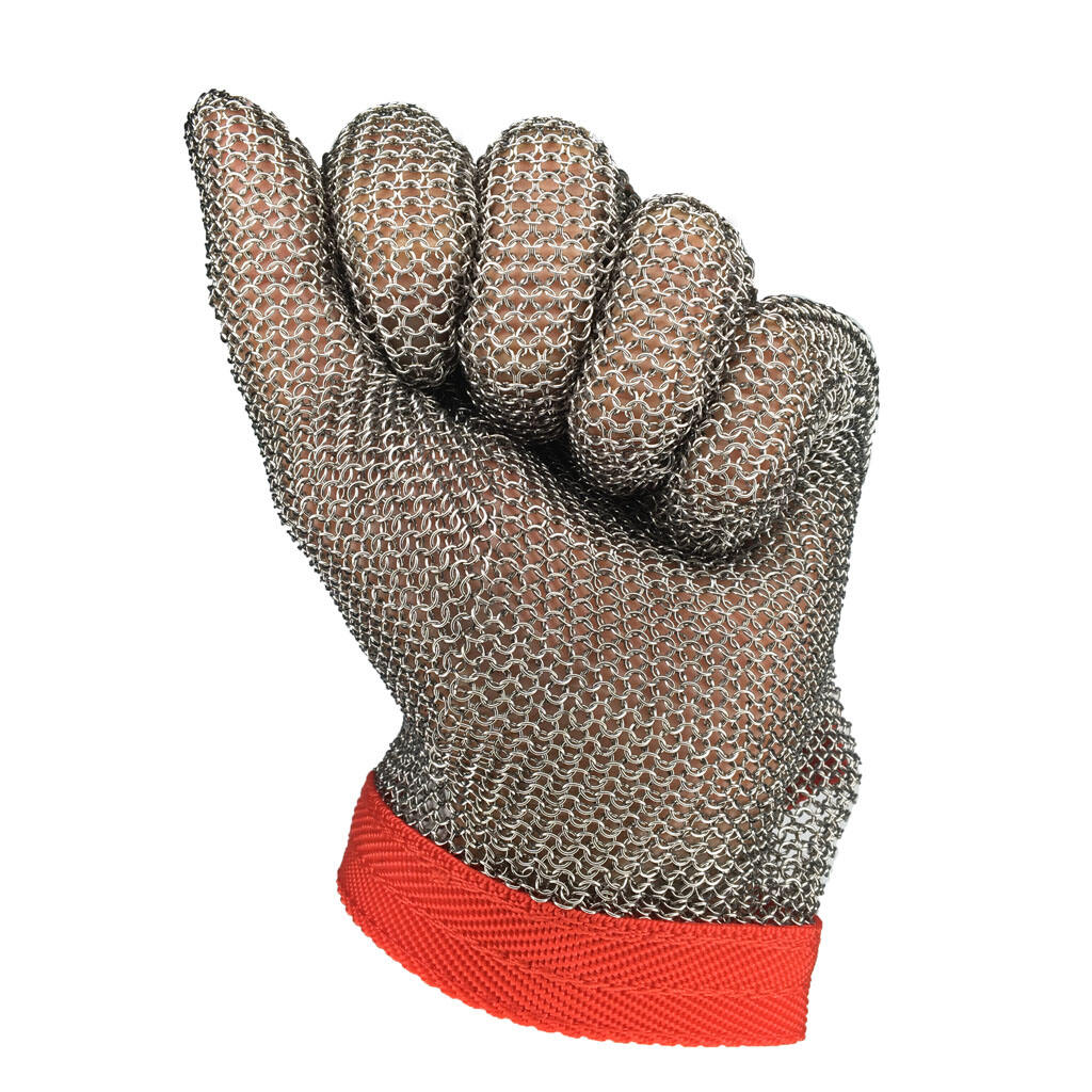 Cut Resistant Food Grade Five Finger Textile Belt Stainless Steel Mesh Chain Mail Butcher Glove supplier