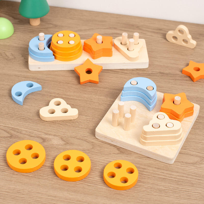 CPC Mainan Montessori Puzzle Susun Bentuk Geometris Penyortiran Kayu untuk Pembuatan Balita Laki-laki Perempuan Usia 1 Hingga 3 Tahun