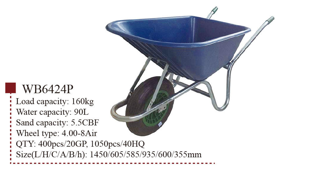 WB6424P Wheelbarrow, Wheel Barrow for Garden Construction Building, with 4.00-8 Pneumatic Wheel factory