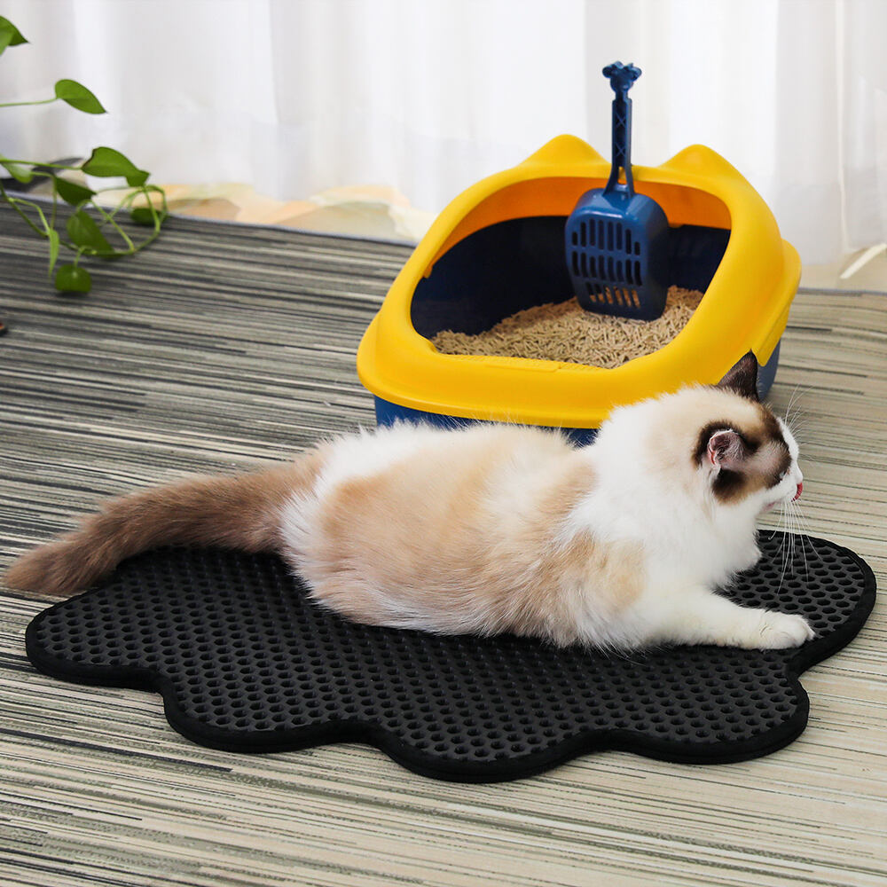 Urine and Waterproof Foldable Cat Litter Mat Trapping for Litter Box supplier