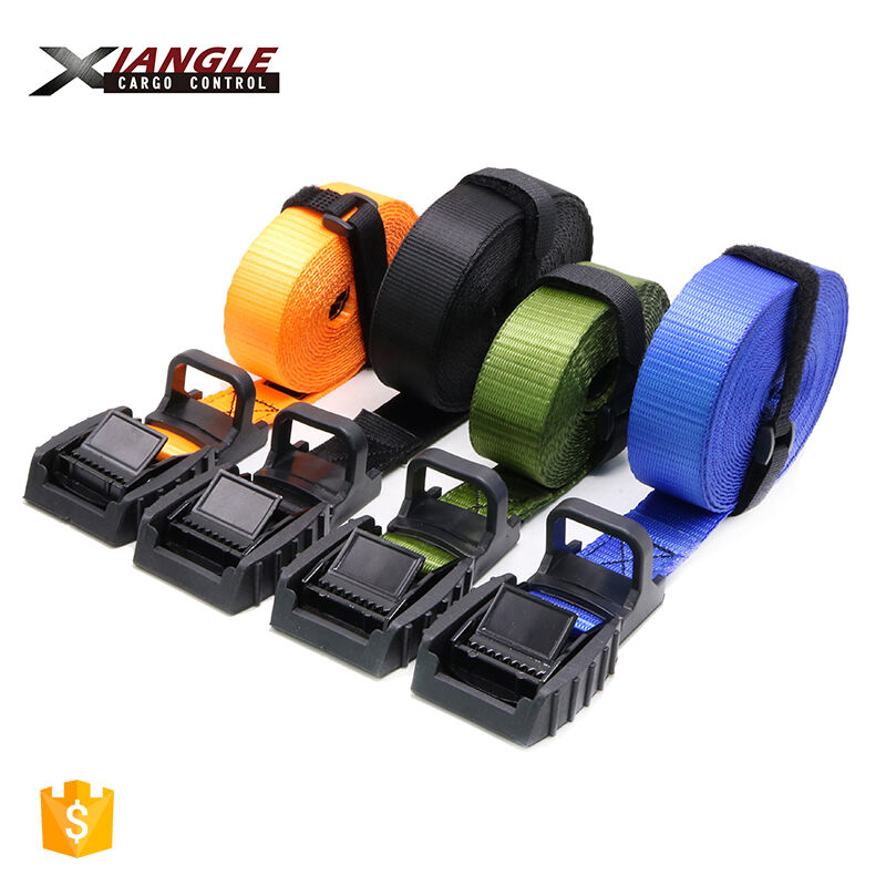 Quick release 1 inch cam buckle strap motorcycle webbing tie down cam lock buckle cargo lashing straps with black pad factory