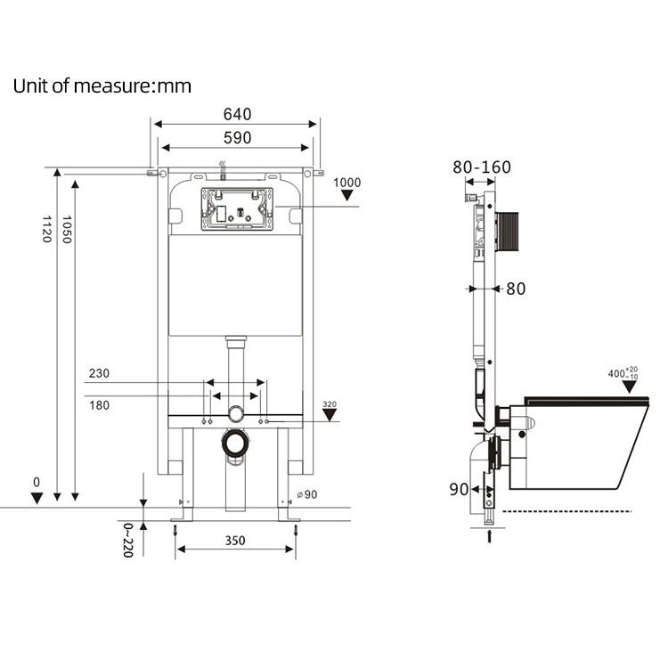 CE Watermark  Concealed Toilet Cistern Water Tank For Wall Hung Toilet from Guangdong factory factory