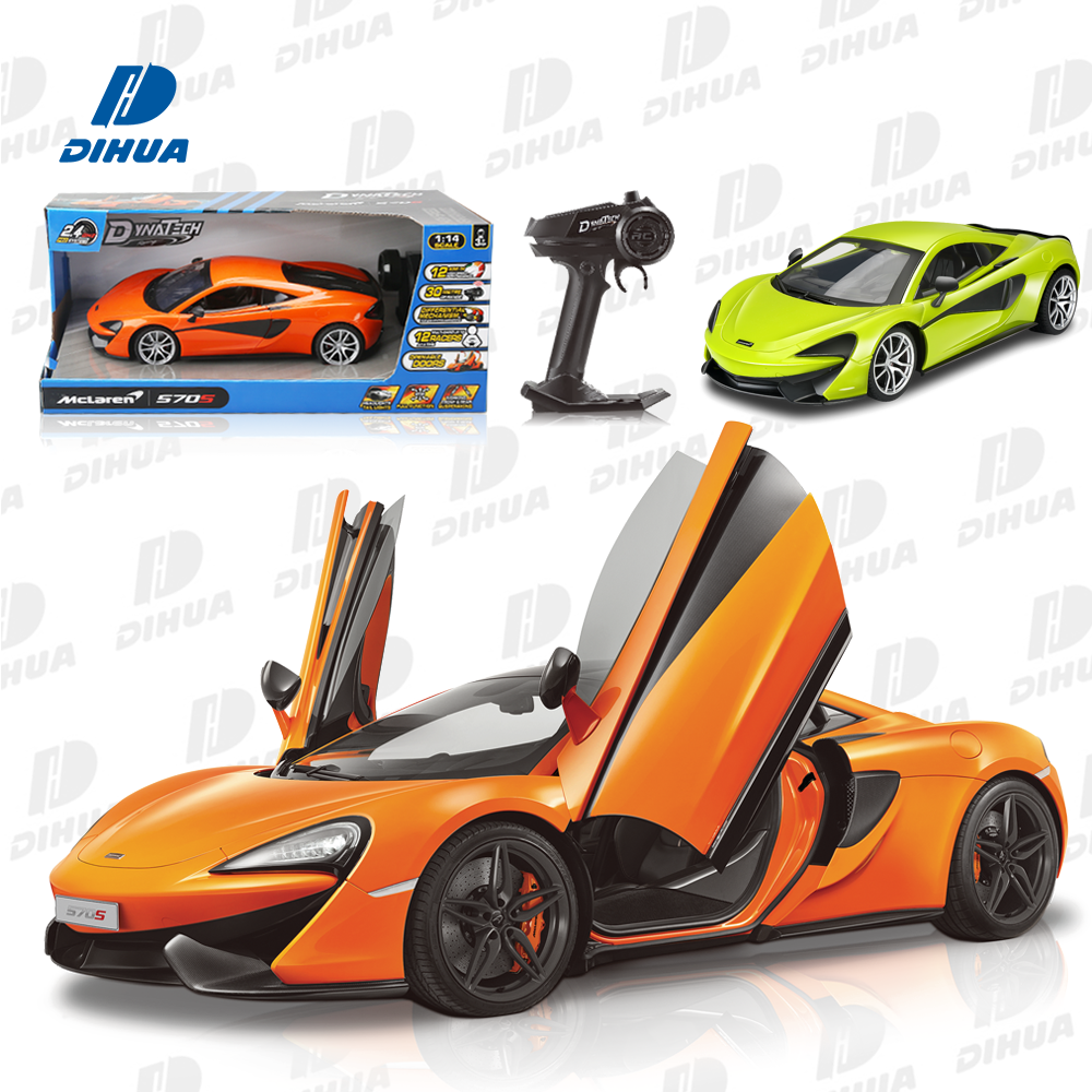 DYNATECH - 2.4G 1/14 Official Licensed McLaren 570S Kids Remote Control Car Toy Openable Door RC Sport Vehicle Model Hobby 12 KM
