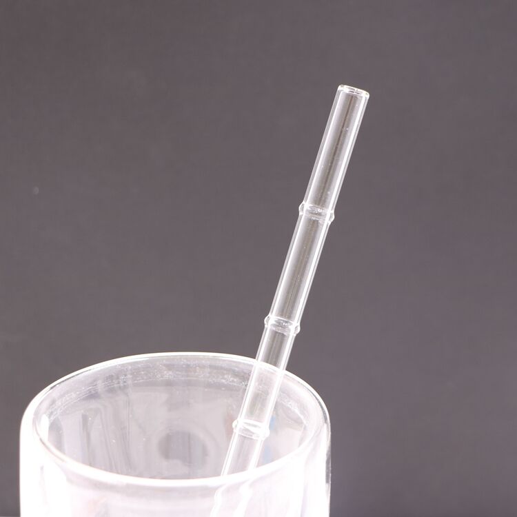 8mm Coloured Borosilicate Bamboo Design Glass Straw factory