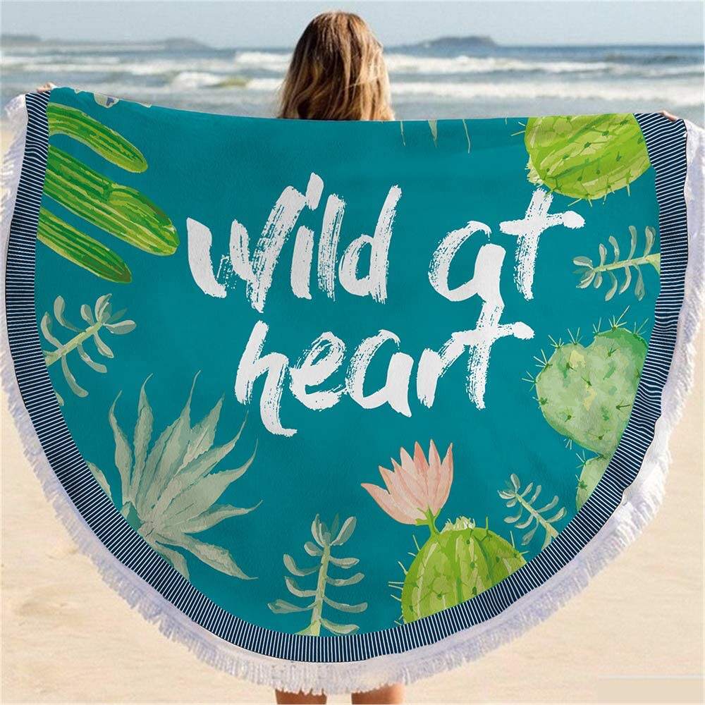 Luxury 100% Microfiber custom logo print microfiber sports gym towel round beach towels sets manufacture