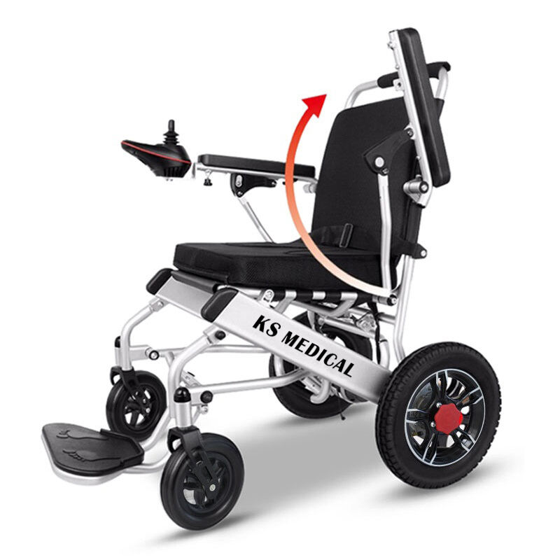 KSM-601C Hot travel wheelchair lightweight electrically foldable electric wheelchair for sale with CE mark