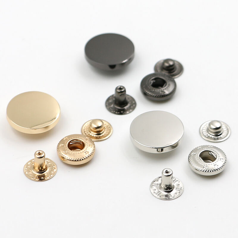 Custom logo round 4 part metal snap fastener button