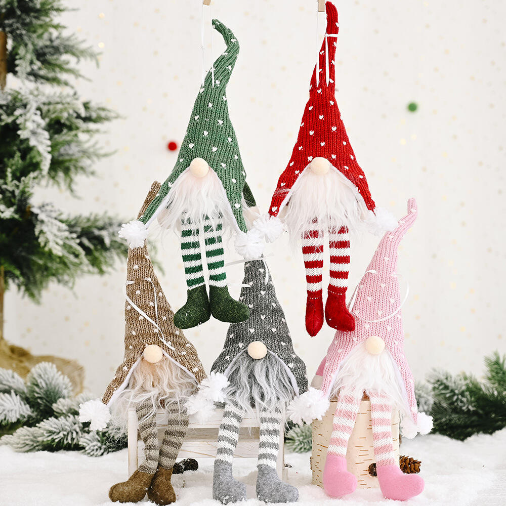 Christmas Gnome Light Plush Gnomes Gonk With Lights & Long Legs Hanging Ornaments details