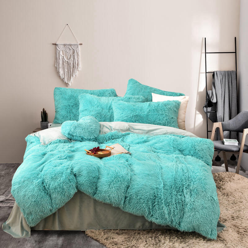 Luxury Velvet Plush Shaggy Ultra Soft Crystal Velvet Duvet Cover fluffy bed sets Fluffy comforter bedding set supplier