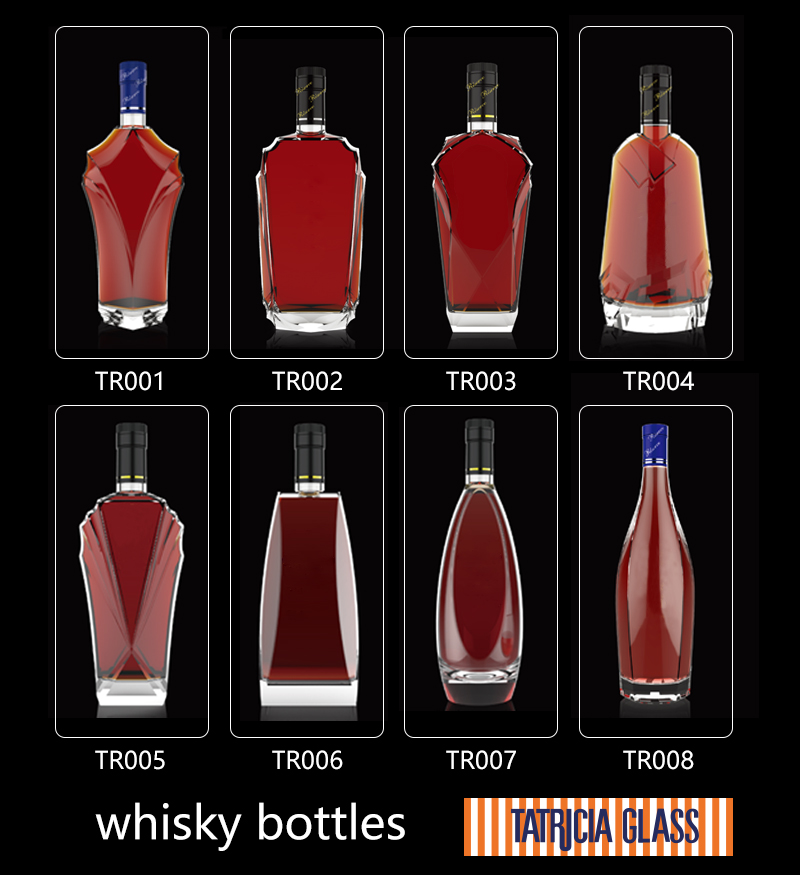 wholesale 500ml 700ml  design luxury beverage bottle rum Tequila brandy whisky liquor glass bottle manufacture