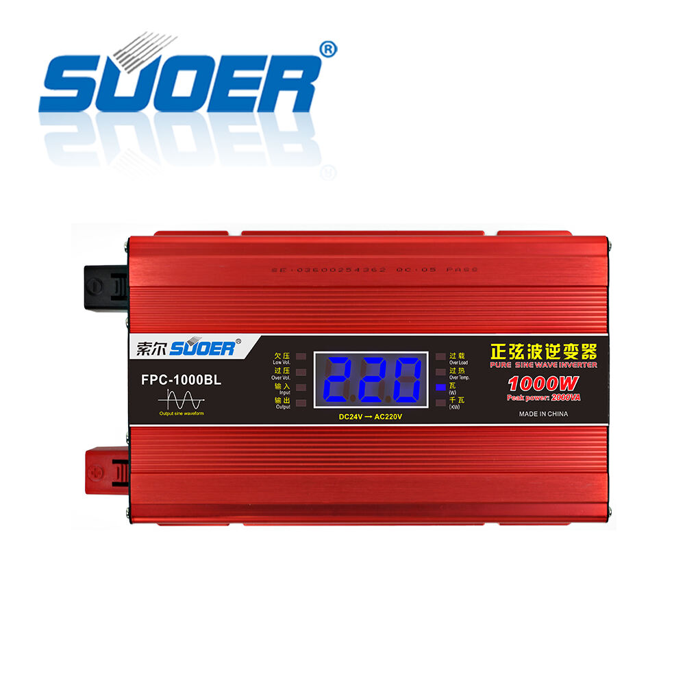 Suoer High efficiency 12v 24v DC to AC 220v Power Inverter 300w 500w 1000W 1500W 2000W Pure Sine Wave Inverter