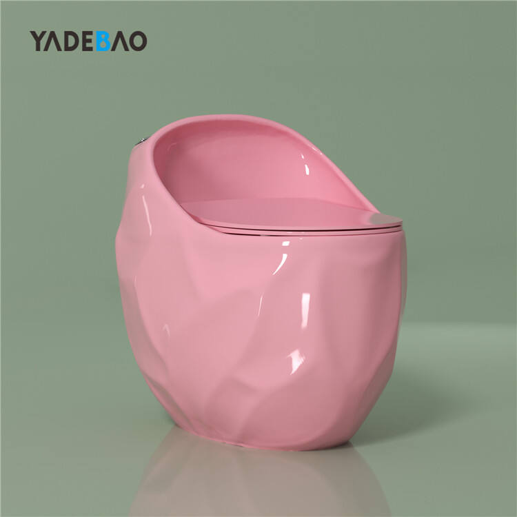 Hotel Bathroom Inodoro Sanitary Ware Wc Round Egg Shape Commode Toilet Bowl One Piece Ceramic Pink Color Toilet details