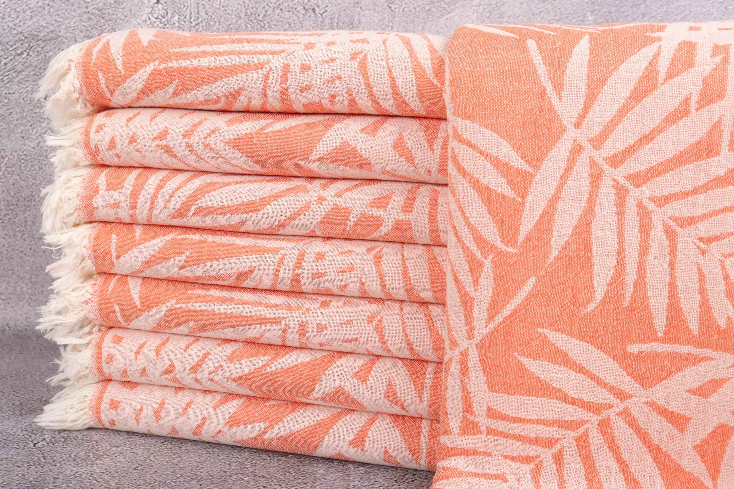 QK Palm Leaf Pattern Custom Logo Hamaman Turkish Beach Bath Towel Manufacturers OEM & ODM Supported Tropical Style manufacture