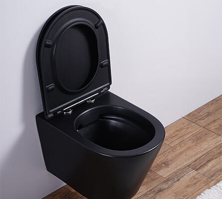 water saving easy cleaning sanitary ware WC toilet matte black rimless gravity ceramic wall hung toilets factory