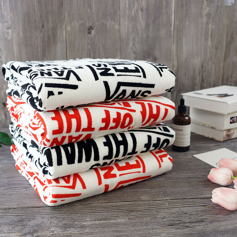 Top quality custom 100% cotton towel print Logo velour beach towels details