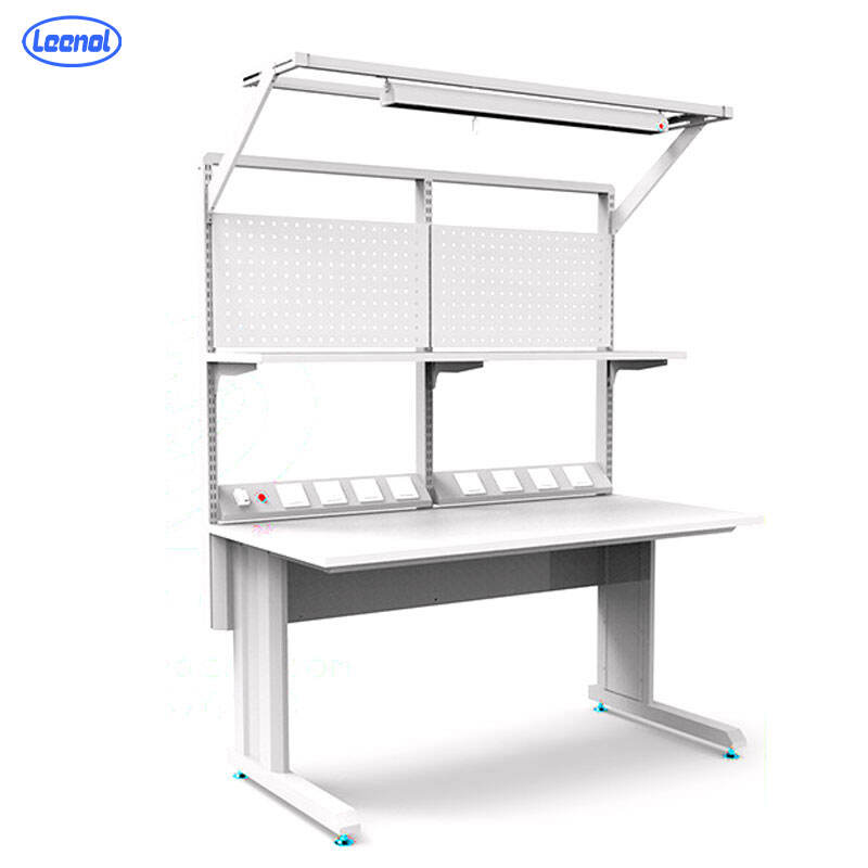 Leenol laboratory worktable esd lab wood steel workbench esd cleanroom workbench esd bench antistatic workbench with cabinet details