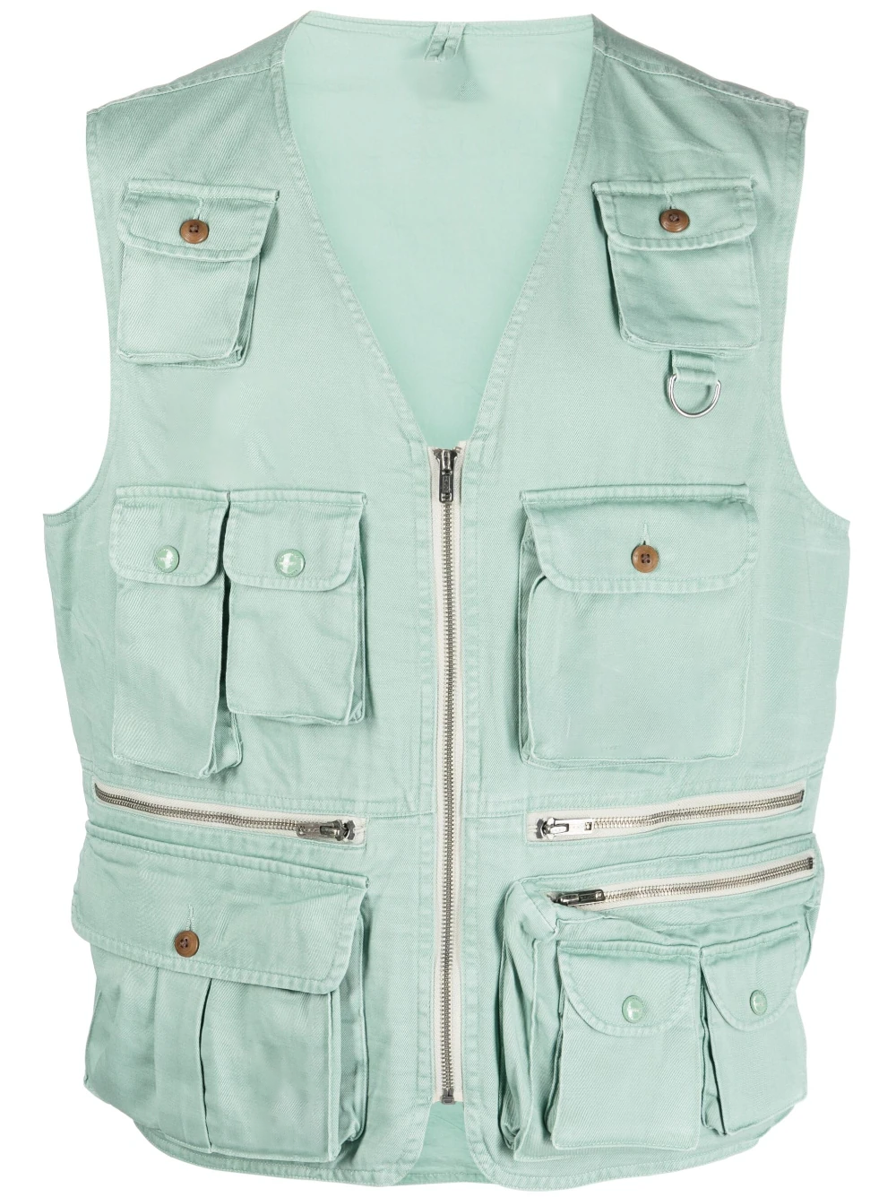 Custom Fashionable Cotton Vest Solid Color Woven Casual Wear Sleeveless Waistcoat Men's Vest With Multi Pocket supplier