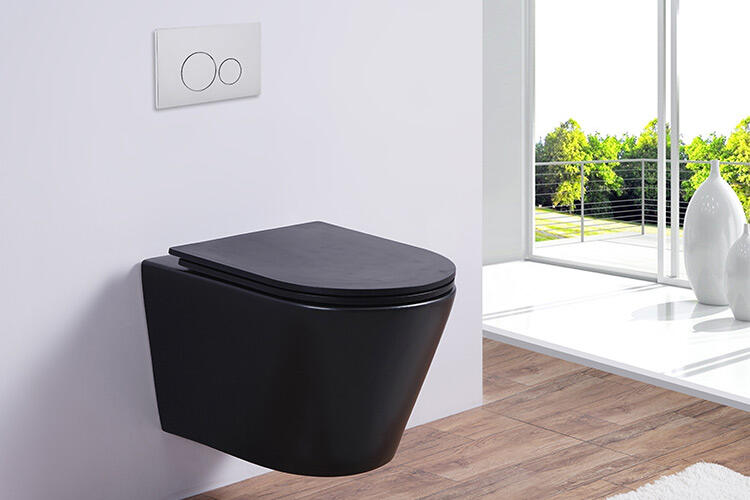 water saving easy cleaning sanitary ware WC toilet matte black rimless gravity ceramic wall hung toilets details