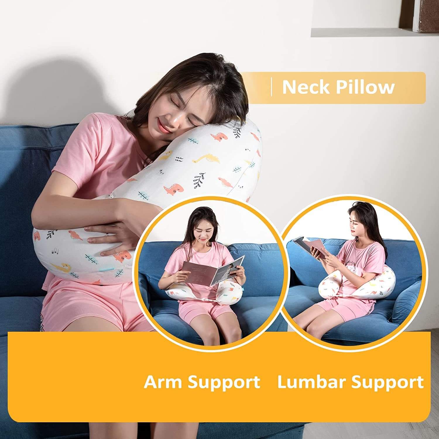 100% Cotton Pregnancy Pillow for Sleeping Maternity Breastfeeding Pillow Multifunctional Full Body Pillow manufacture