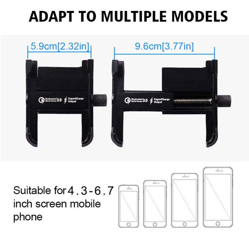 Laudtec Universal Motorcycle Phone Bracket Rechargeable QC3.0 Fast Charge Bicycle Mobile Phone Holder Stand details