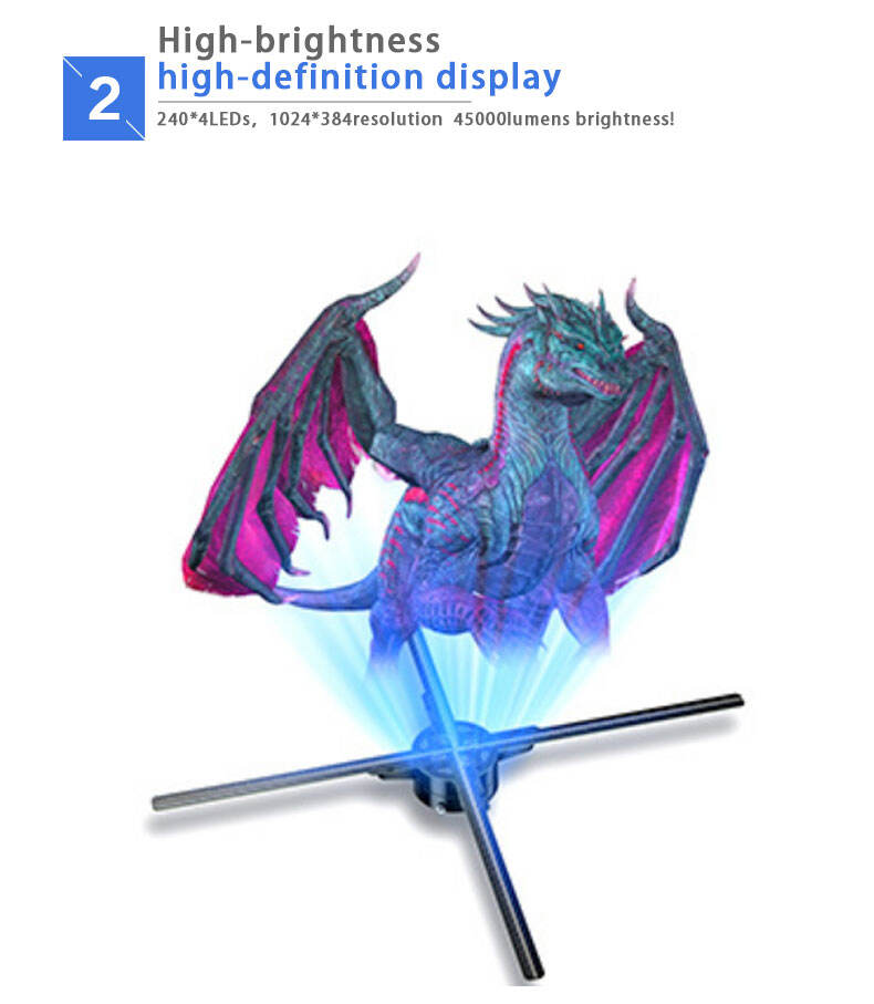 Factory wholesale cheap Four Blades Advertising Playing Equipment Ventilador Holografico 3D Holographic Display Hologram Fan details