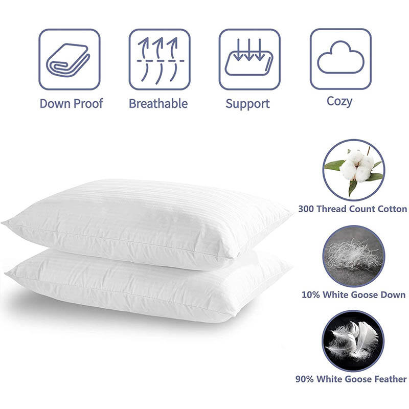 Wholesale Custom Luxury soft white 100% Cotton Shell 5 star hotel pillow goose factory