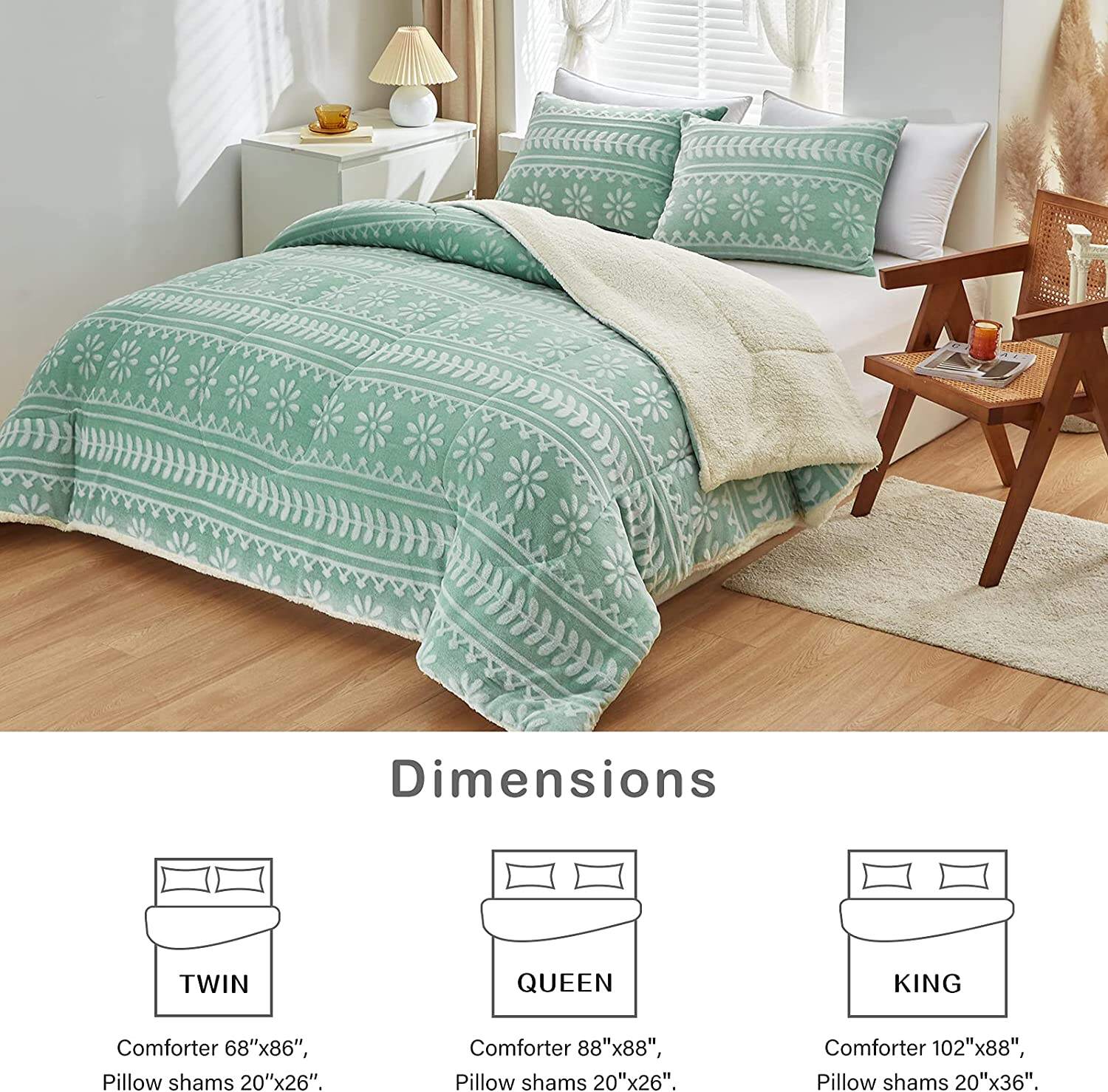 Ultra Soft Jacquard Striped Flowers winter thick hot sale 3 Pieces Fleece Sherpa comforter flannel details