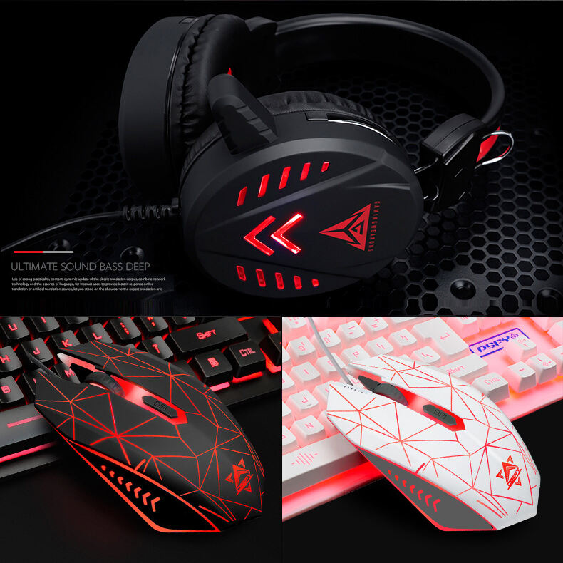 2021 Best Colorful LED lighting backlit Wired Gamer Gaming Keyboard Mouse Headphone set 3 in 1 Combo for Laptop Computer manufacture